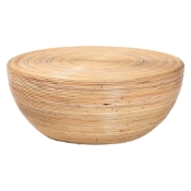 bali & pari Tokyo Laminated Natural Rattan Coffee Table - Handcrafted Bowl -Shaped Center Table for Living Room, Coastal Boho Style Furniture in Natural Brown Baxton Studio restaurant furniture, hotel furniture, commercial furniture, wholesale living room furniture, wholesale coffee table, classic coffee table